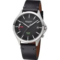 Regent Solaruhr Regent Herren Solaruhr Analog Lederarmband, (Solaruhr), Herren Solaruhr rund, extra groß (ca. 41mm), Lederarmband