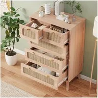 PXloue Sideboard Kommode mit Schubladen Mehrzweckschrank aus Holz, Hoch Sideboard,4 Holzstützbeine sorgen, 91x60x34 cm