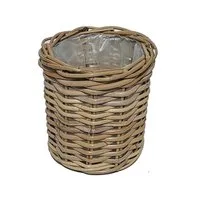 Casa Moro Flechtkorb Rattan Korb Siena rund mit Folie Blumenkorb Pflanzenkorb (Flechtkorb Allzweckkorb Deko Rattankorb), Weidenkorb aus Natur Rattan handgeflochten