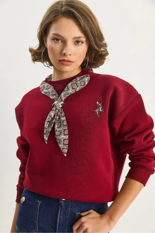 Bestickter Rundhalsausschnitt Sweatshirt
