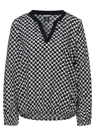 Street One - Bedruckte Bluse blau - Gr. - 34