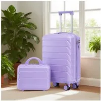 REDOM Kofferset Spinner-Trolleyset, 4 Rollen, (mit Zahlenschloss & Kosmetiktasche, 2 tlg., S-M-Set)