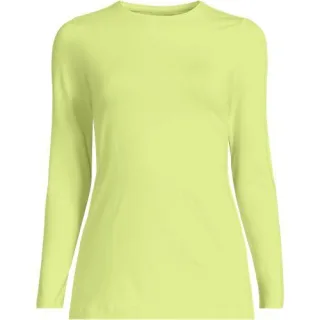 Shirt aus Baumwolle/Modal-Mix mit Rundausschnitt, Damen,  Grün, Elasthan/Baumwolle Modal, by Lands' End