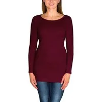 Alkato Langarmshirt Alkato Damen Langarm Longshirt Langarmshirt Tunika Basic Shirt