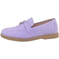 Ital-Design Damen Mokassins Freizeit Slipper (85743978) Blockabsatz Mokassins in Lila