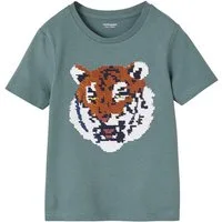 vertbaudet Kurzarmshirt Jungen T-Shirt mit Wende-Pailletten