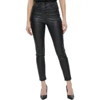 Tazzio Skinny-fit-Jeans F140 Leder-Optik, offene Knopfleiste, High Waist