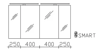 Pelipal Serie 25 Pelipal Spiegelschrank SDAES5013-I, B:1300, H:703, T:170mm SDAES5013-I
