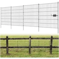 BlingBin Metallzaun Gartenzaun aus Metall mit Tür, Beetzaun, Rasenkante, (4 Zaunelemente + 1 Tor, 1-St., wetterfest, rostfrei, Stecksystem, 101×71 cm / 81×71 cm), schwarzer Gartenzaun für Terrasse, Hof und Garten