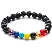 Saraswati Armband Armband Lavasteine, Chakra Edelsteine 6cm flexibel