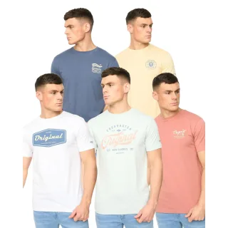 Crosshatch - "Tryplex" T-Shirt für Herren, Baumwolle (5er-Pack) (Bunt)