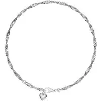 Firetti Fußkette mit Anhänger Schmuck Geschenk Silber 925 Körperschmuck Herz+LIEBE Singapurkette