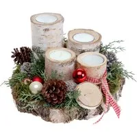 CreaFlor Home Teelicht Adventsdeko, Handarbeit, Natur, Adventskranz, H: 16cm