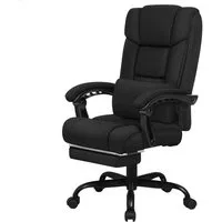 ALFORDSON Bürostuhl mit Fußstütze und XL-Lendenkissen, 150° neigbar, Schwarz
