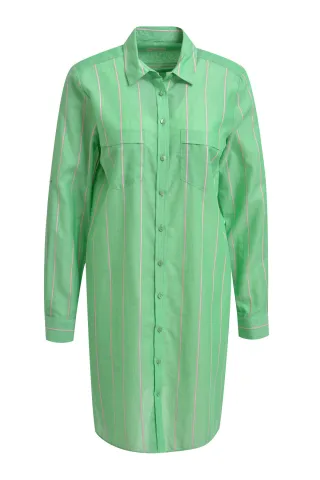 Milano Italy - long shirtblouse w chestpocket, 1/1 sleeve mint print - Gr. - 46