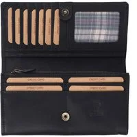 Benthill Geldbörse Damen Echt Leder RFID Portemonnaie mit vielen Kartenfächer Vintage, RFID-Schutz Kartenfächer Münzfach Reißverschlussfach