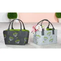 GILDE Shopper Filztasche Shopper Dillblüte grau gruen 41 cm