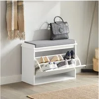 SoBuy Schuhbank FSR98, Schuhschrank schmal, Schuhkipper Schuhbank mit Sitzkissen, Sitzbank mit Stauraum, Garderobenbank für Flur & kleine Räume