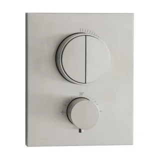 Herzbach PUSH Thermostat-Batterie LIVING iX 2 Verbraucher eckig rund Edelstahl, 17.803050.2.09 17.803050.2.09