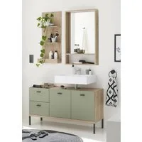 freiraum Badezimmer-Set Coco, (3-teilig) in Asteiche Dekor / pine green - 119x200x38 (BxHxT)