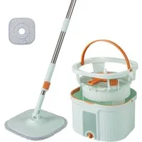COSTWAY Wischmopp, Auswringfunktion, 360° Drehmoppkopf, 2 Mikrofaser-Pads