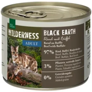 REAL NATURE WILDERNESS Nassfutter Katze, Adult Black Earth, Rind und Büffel 24x200 g