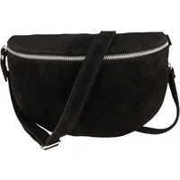 MIRROSI Bauchtasche Damen, Veloursleder, Made in Italy,Umhängetasche, Brusttasche (Schultertasche für jeden Anlass, 28x18x9 cm), Crossbody Bag, Schwarz, gemusterten& verstellbaren Schulterriemen