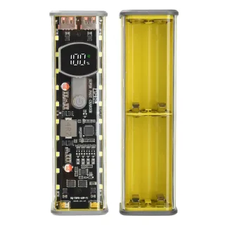 8x18650 DIY Power Bank Case PD45W Fast Charging LED Screen Transparent Battery Storage Shell Type-C Port without Battery