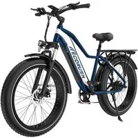 ECORUSH E-Bike Trekkingrad Elektrofahrrad, 26 * 4.0 Breite Reifen mit 48V20Ah Akku, 7 Gang shimano shimano Schaltwerk, Kettenschaltung, Heckmotor, 960 Wh, Vollfederung, Pedelc, E-Mountainbike für Erwachsene