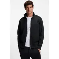 BOSS GREEN Sweatjacke Mirror Flachstrickkragen, regular fit, Reißverschluss, gesteppter Jacquard