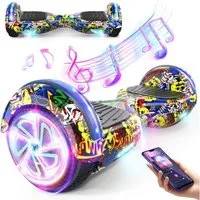 SISIGAD Balance Scooter 6,5 Zoll Dualmotorräder, Hoverboard mit LED-Licht, Smart Bluetooth, 10 km/h, Hoverboard mit LED Lichter Bluetooth,Geschenk für Kinder