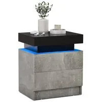 COSTWAY Nachttisch (1-St), LED, mit 2 Schubladen&Fernbedienung, schwarz