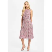 SWING Cocktailkleid - Plissiertes Kleid mit Metallicfäden Taillierter Schnitt mit fließendem Rockteil
