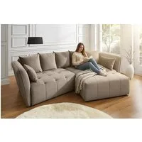 riess-ambiente Big-Sofa ROYAL 295cm greige - Strickstoff, Federkernpolsterung, Nosagfederung, Einzelartikel 1 Teile, XXL-Couch mit Kissen & Rundum-Bezug - ideal für Gäste- und Wohnzimmer
