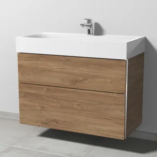 Sanipa 3way Waschtischunterbau zu Kaldewei Silenio Waschtisch mit 2 Auszügen, Eiche-Kansas BR45659