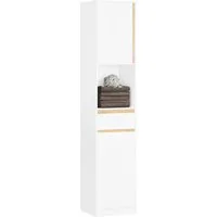 SoBuy Hochschrank BZR80 Badezimmerschrank Badschrank schmal mit 2 Türen Badregal Badmöbel