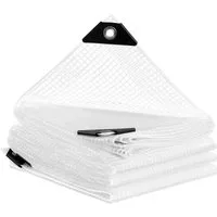 Woltu Schutzplane, Abdeckplane wasserdicht, mit Ösen 140g/m² Gitterplane, transparen