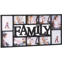 relaxdays Collagerahmen Bilderrahmen Familie für 10 Fotos, schwarz