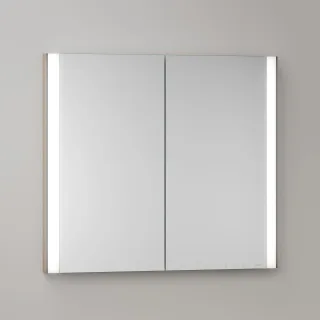KEUCO Royal Atlas LED Spiegelschrank 80 x 71 x 11,5 cm mit 2 Türen, Spiegelheizung, Unterputz 211201450077