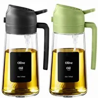 DAITORE Ölspender 2-in-1 Ölsprühflasche, 470ml Öl Sprühflasche Glas, (2-tlg), Ölsprüher für Küche, Heißluftfritteuse, Kochen, Grillen und Salat
