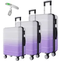 SEEZSSA Trolleyset Hartschalenkofferset Hartschale Reisekoffer 4 Rollen, 4 Rollen, (Set, 3 tlg), mit Tragbare Waage,Koffer Set M L XL,Lila