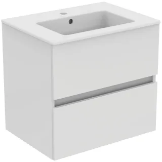 Ideal Standard Möbelpaket Eurovit+ m.WT 61cm Weiss u.Schrank 60cm 2Ausz. Hgl. weiss lackiert, R0572W R0572WG