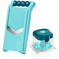 Genius Gemüseschneider Nicer Dicer Chef Professional Verstellbarer Gemüsehobel, Set 2-tlg., Verstellbarer Hobel mit V-Klinge