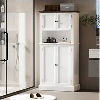 oyajia Stauraumschrank Badkommode Badezimmerschrank Badschrank Badezimmermöbel (verstellbare Ablagen, offenes Fach) Hochwertige MDF Front, Badschrank, Bad