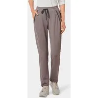 GOLDNER Stoffhose Kurzgröße: Elegante Joggpants SARA, hoher Bund Freizeithose mit elastischem Bund, Zierbändern, konischer Beinverlauf