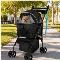oyajia Hundebuggy mit Netzfenstern, Getränkbehalter, Aufbewahrungskorb, (klappbar Hundewagen, 1-tlg), mit Gitternetz, bis 20 kg