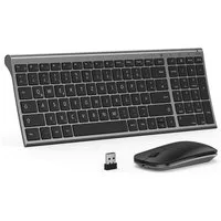 Seenda WGJP-031B Tastatur Maus Set Kabellos Wiederaufladbare Tastatur- und Maus-Set, (2 St., Leise Tastatur mit Aluminiumgehäuse), Kleine Funktastatur mit Maus