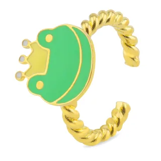 Froschk?nig mit Krone Ring vergoldet