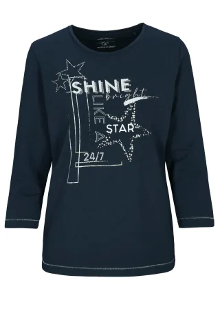 CLARINA - Rdh.-Sweatshirt, 3/4 Arm,Druck marine - Gr. - 42