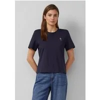 s.Oliver Kurzarmshirt T-Shirt Verkürztes Baumwoll-T-Shirt mit Artwork